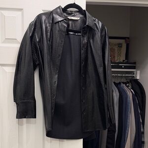 Black Faux Leather shaket
